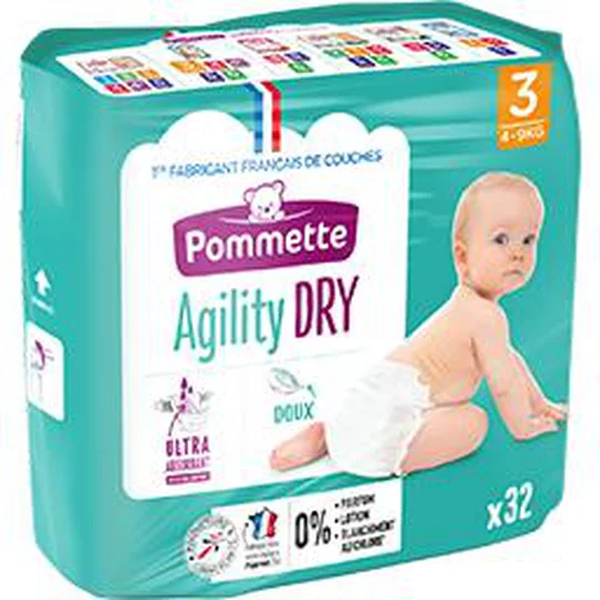Couches Agility Dry, taille 3 : 4-9 kg