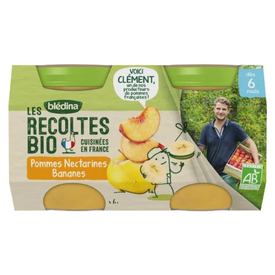 Compote bébé pommes nectarines bananes - dès 6 mois