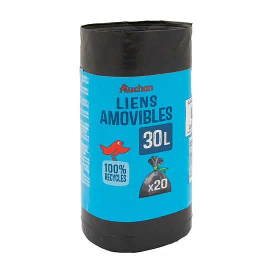 Sacs poubelle à liens amovibles 30L