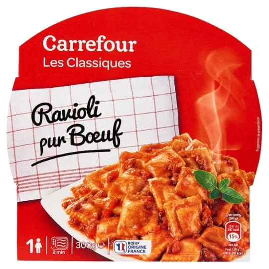 Plat cuisiné ravioli pur boeuf