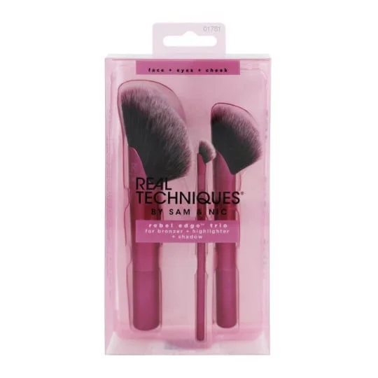 Real Techniques - Lot De Pinceaux Maquillage Pour Visage, Joues Et Yeux Rebel Edge