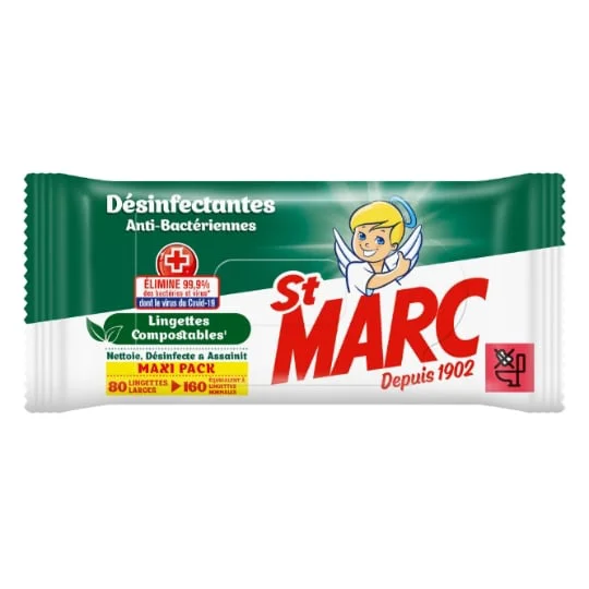 Lingettes nettoyantes désinfectantes anti-bactériennes
