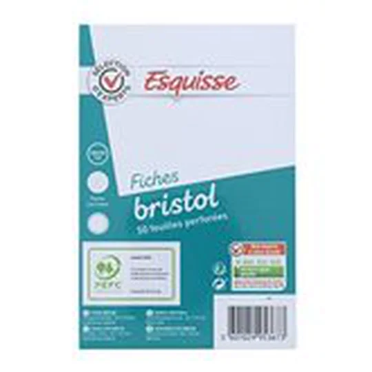 Fiches bristol 5x5 Perforées - 10x15cm - x50