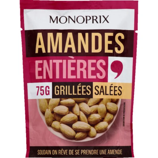 Amandes entières grillées et salées