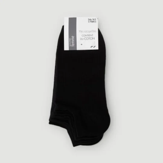 Socquettes Noires x4 - TU