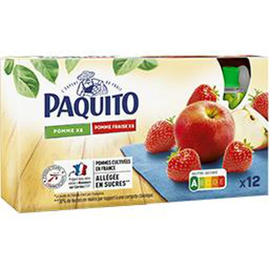 Compote pomme et pomme fraise allégée en sucres