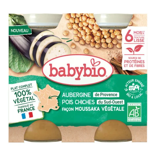 Façon Moussaka végétarienne - Aubergines de Provence, Pois Chiches Bio