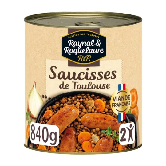Saucisses de Toulouse lentilles cuisinées