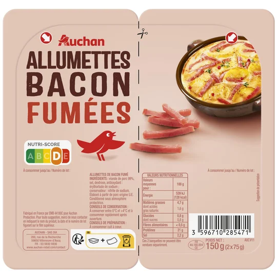 Allumettes de bacon fumées