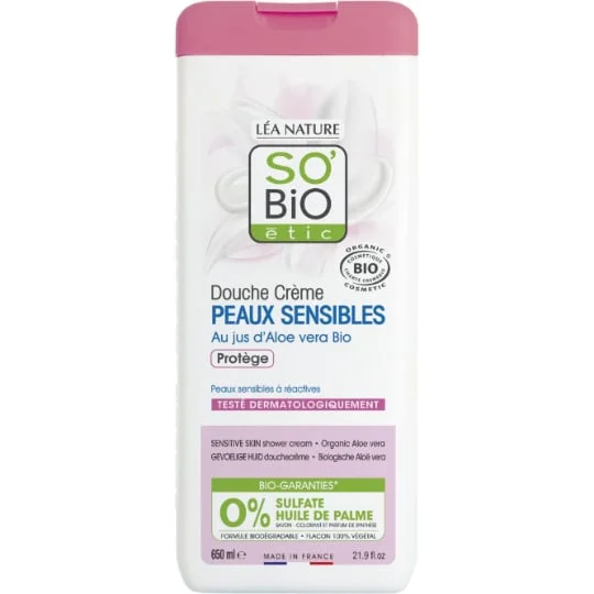 Crème de Douche Peaux Sensibles au jus d'Aloe Vera Bio