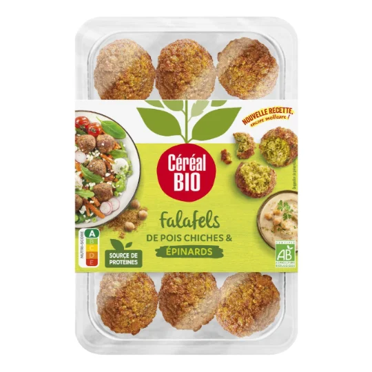 Plat cuisiné bio Falafels pois chiches épinards