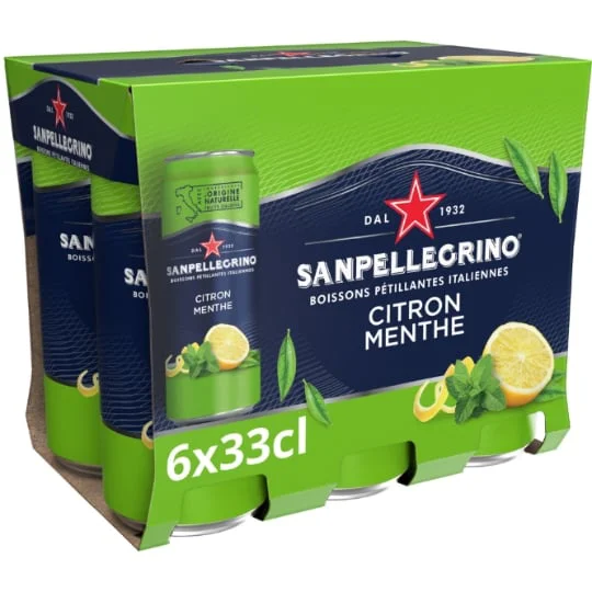 Eau gazeuse aromatisée citron et menthe
