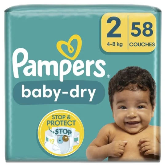 Couches Bébé Baby-Dry Taille 2 - 4Kg-8Kg