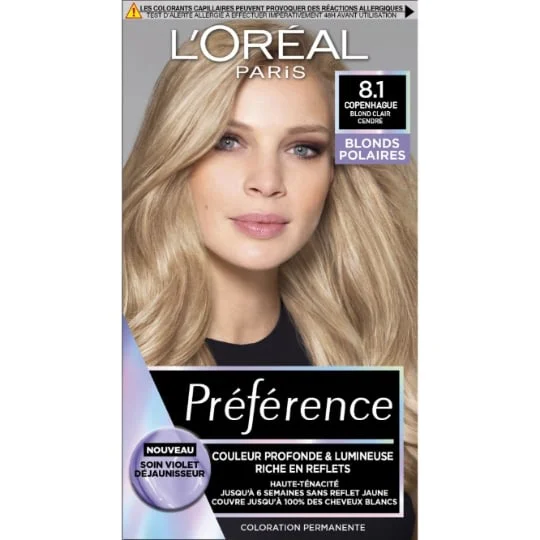 Coloration Cheveux Permanente 8.1 Copenhague Blond Clair Cendré