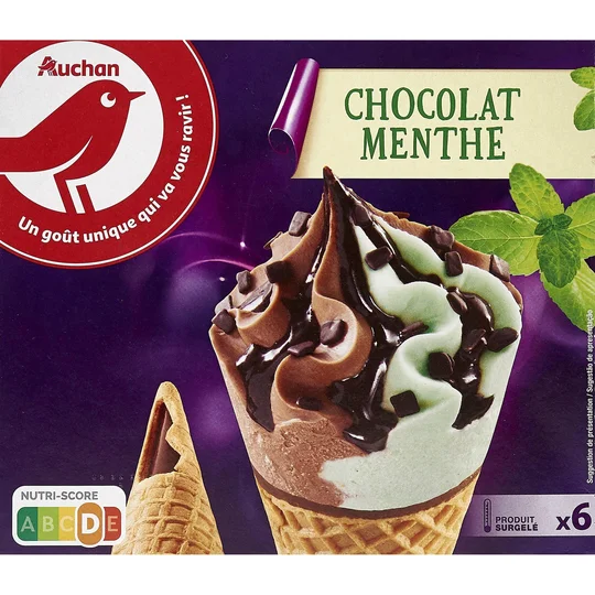 Cône glacé à la menthe et au chocolat