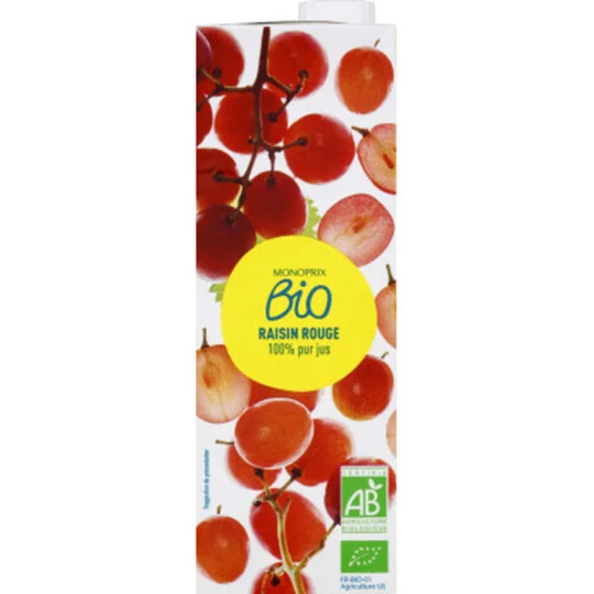 Jus de raisin rouge 100% pur jus bio