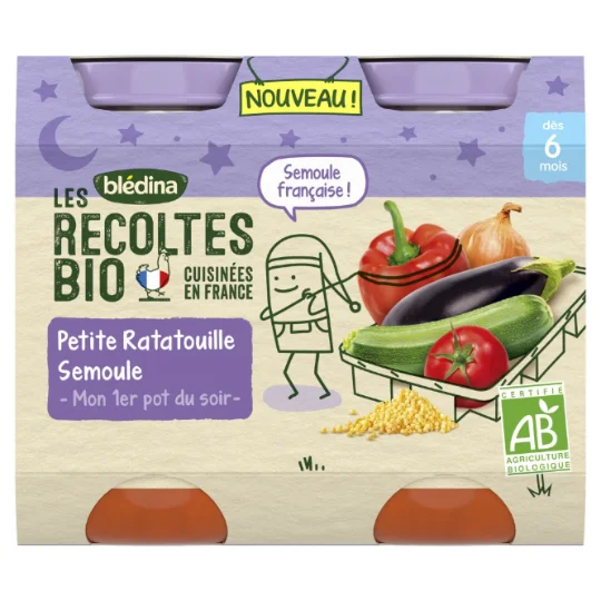 Petit pot bébé soir petite ratatouille semoule - dès 6 mois