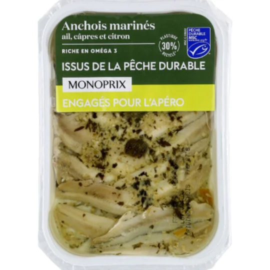 Anchois marinés ail câpres citron