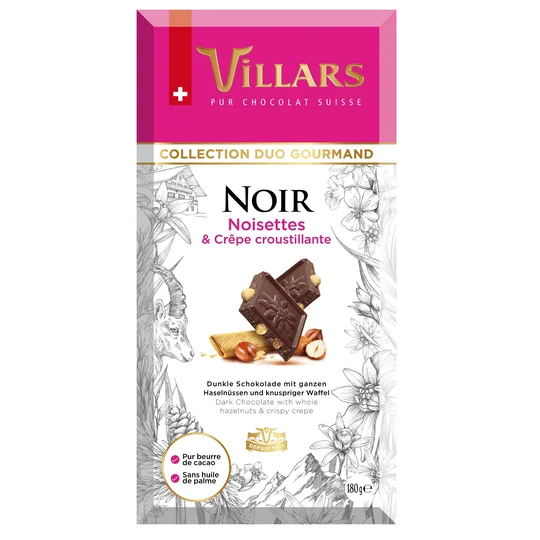 Tablette chocolat noir Noisettes crêpes