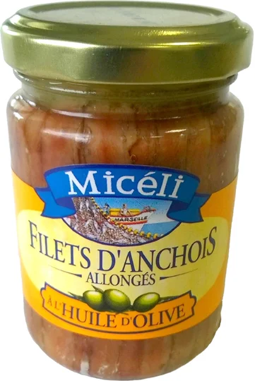 Filets d'anchois allongés à l'huile d'olive