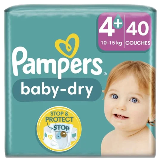 Couches Bébé Baby-Dry Taille 4+ - 10Kg-15Kg
