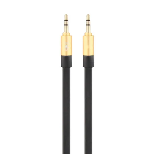 Câble Jack 3,5/3,5 Plat Noir Et Or