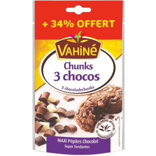 Pépites chocolat chunks aux 3 chocolats