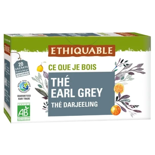 Thé noir earl grey Darjeeling Bio