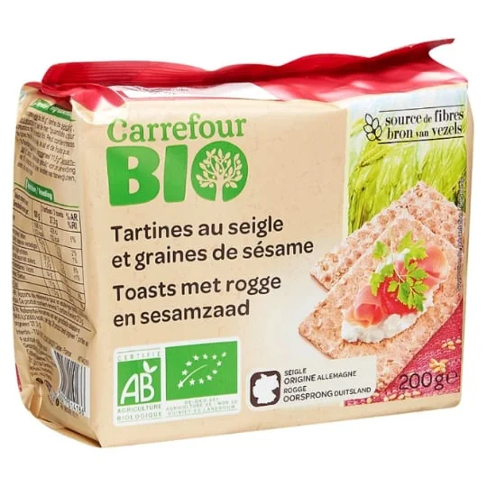 Tartines bio crackers seigle et graines de sésame