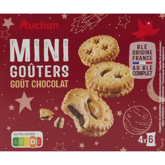 Mini goûters biscuits fourrés au chocolat sachets fraîcheur