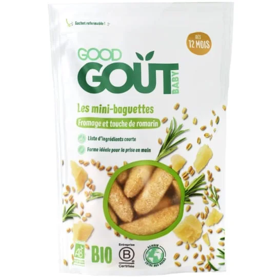 Biscuits salés bébé dès 12 mois mini baguettes fromage romarin Bio