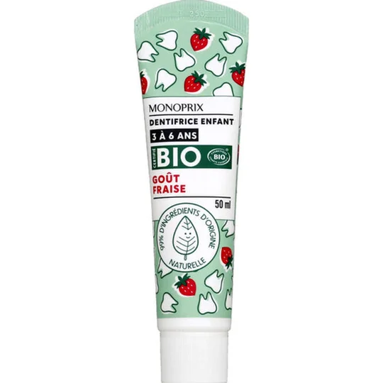 Dentifrice bio goût fraise 3 à 6ans