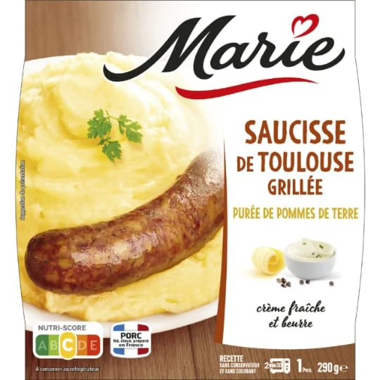 Plat cuisiné saucisse/purée pommes de terre