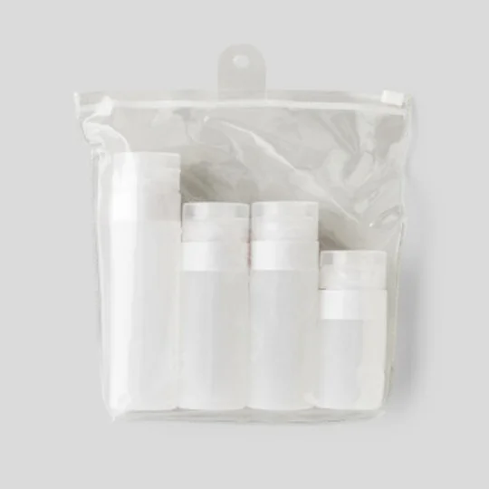 Maison Kit Week-End, 4 Flacons Silicone, Blanc