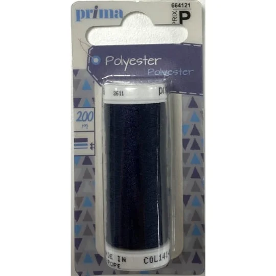 Fil bleu marine en polyester 200 mètres