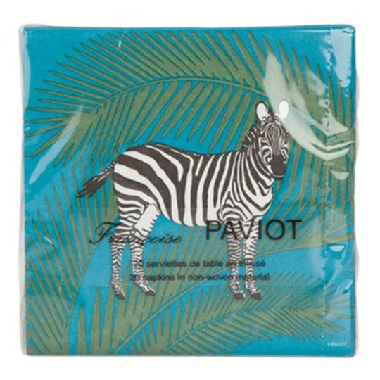 Françoise Paviot 20 Serviettes Zèbre, 25X25Cm