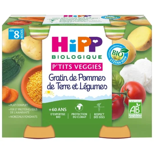 Petits pots bébé dès 8 mois gratin de pommes de terre et légumes Bio