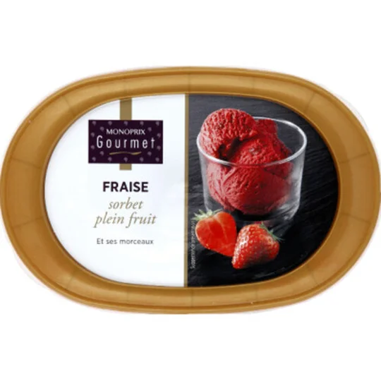 Sorbet plein fruit fraise et ses morceaux