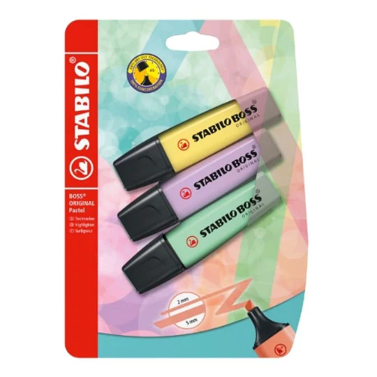 Surligneurs Boss Couleurs pastel assorties