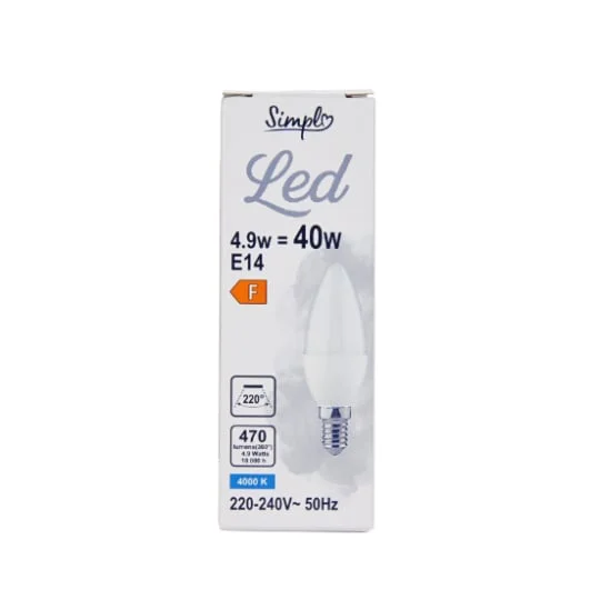 Ampoule E14 forme flamme Blanc-froid Dépolie 40W