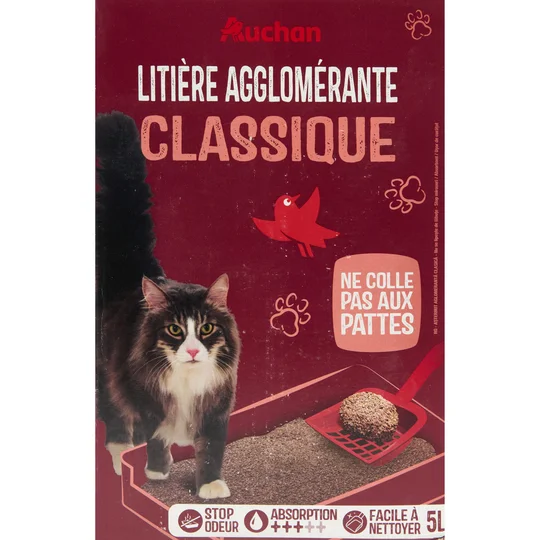 Litière minérale agglomérante compacte super absorbante pour chat