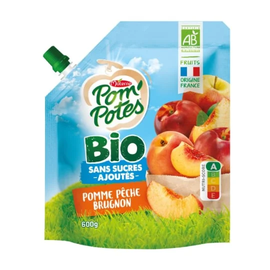 Compotes pomme pêche brugnon bio sans sucres ajoutés