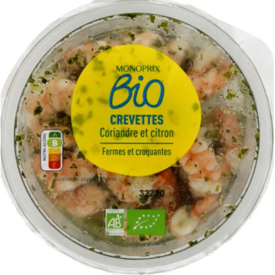 Crevettes coriandre et citron bio