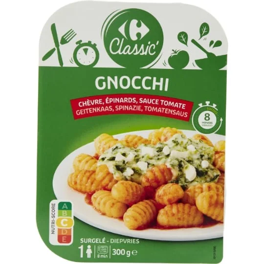 Plat cuisiné gnocchi chèvre épinards