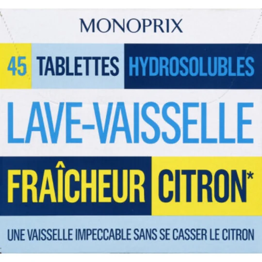 Tablettes hydrosolubles lave-vaisselle fraîcheur citron