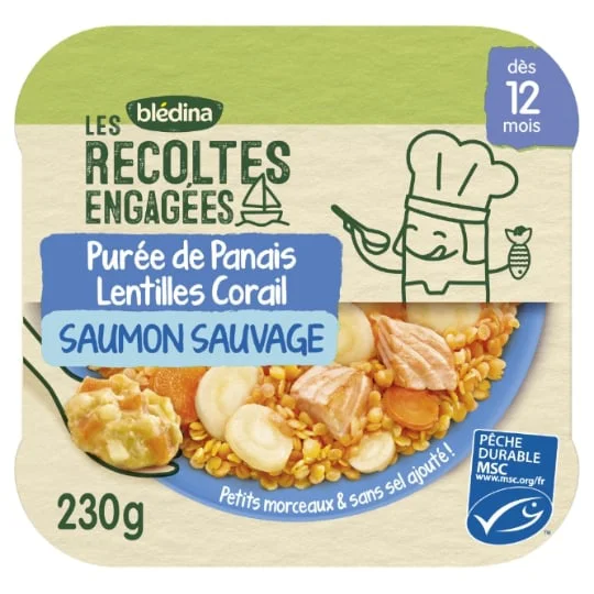 Petits plats purée de panais lentilles corail saumon sauvage dès 12 mois