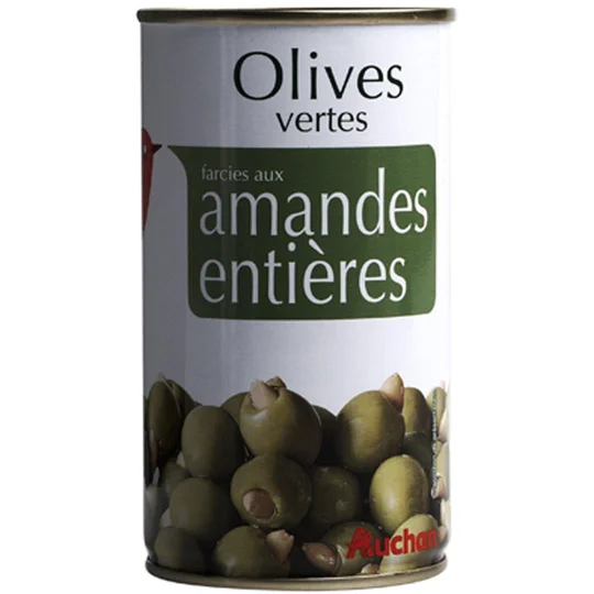Olives vertes farcies aux amandes entières en boîte
