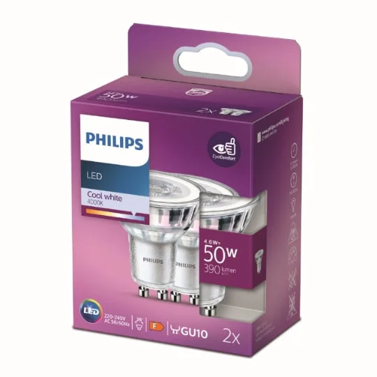 Ampoule LED GU10 Reflecteur Blanc-froid 50W x2