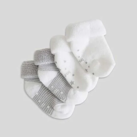 Monoprix Paires de Chaussettes en Coton Bio Blanc/gris Chiné T.14-15