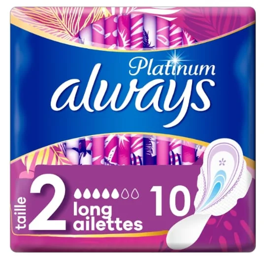 Serviette Hygiénique Avec Ailettes Platinium Long Taille 2